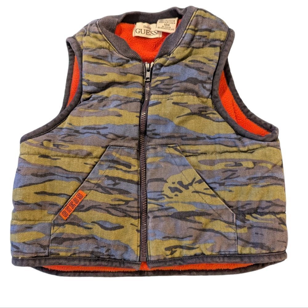 Baby Guess Y2K vintage camo fleece‎ vest size 18 months